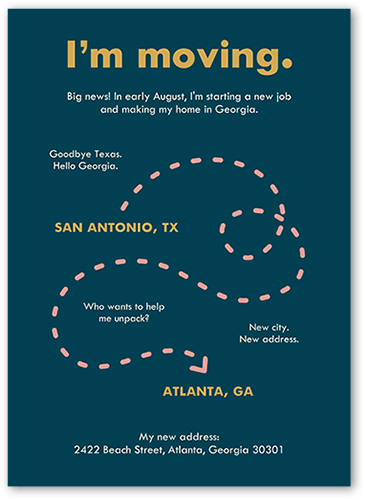 Moving Map 5x7 Blue  Moving Announcement