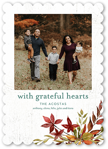 Grateful Hearts 5x7 White  Thanksgiving Card