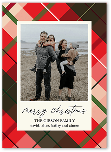 Playful Plaid 5x7 Red  Holiday Card