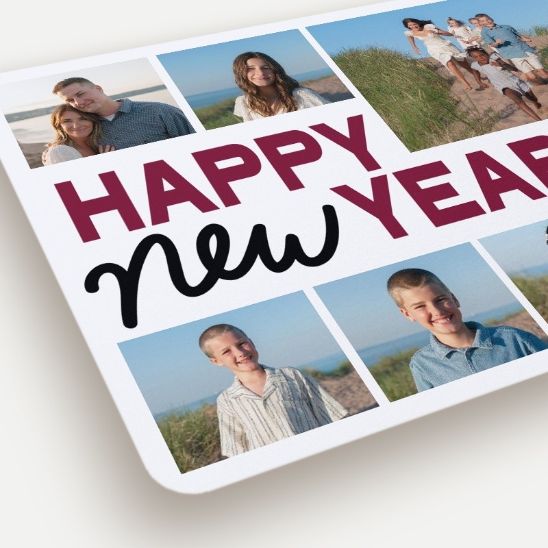 Bold Script Collage New Year's Card