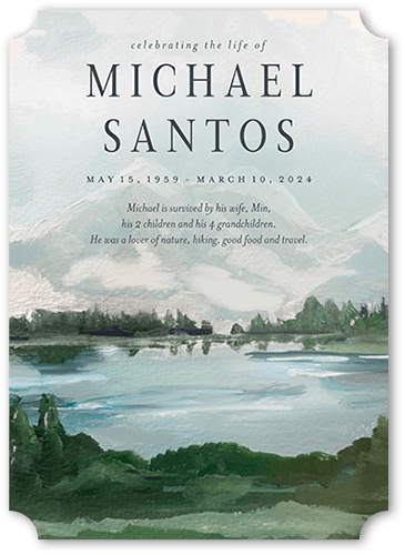 Sentimental Scenes 5x7 Green  Memorial Card