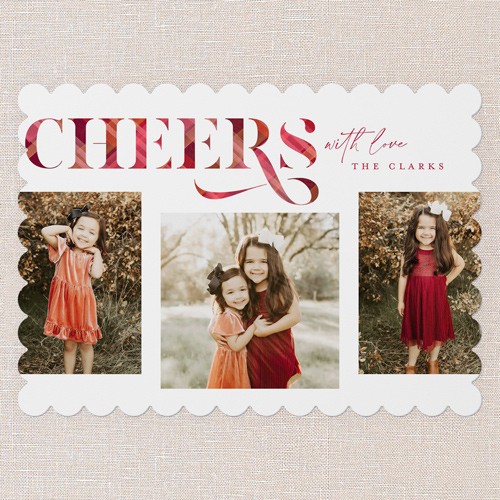 Lively Plaid 5x7 Red  Holiday Card