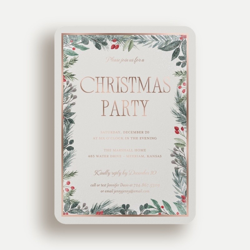 Botanical Border Holiday Invitation
