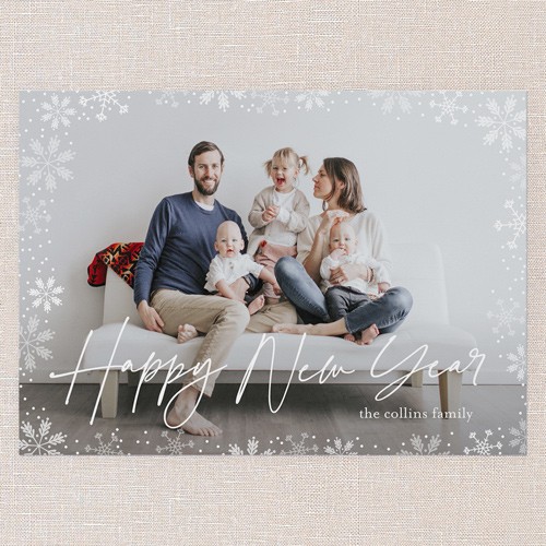 Gently Frosted Frame 5x7 White  Holiday Card