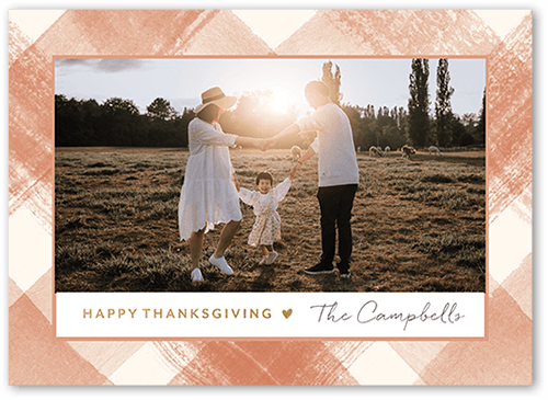 Fall Plaid Frame 5x7 Orange  Thanksgiving Card