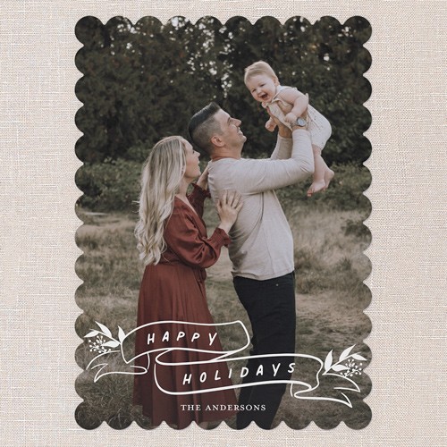 Festive Flourish 5x7 White  Holiday Card