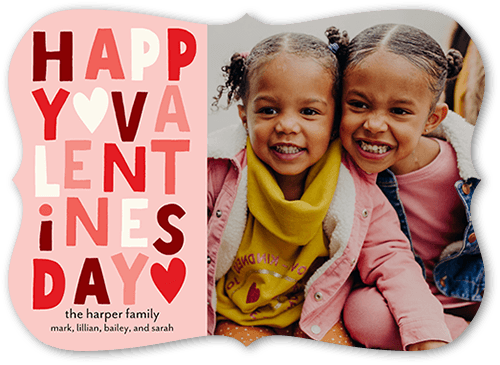 Stacked Affection 5x7 Pink  Valentine's Day Card