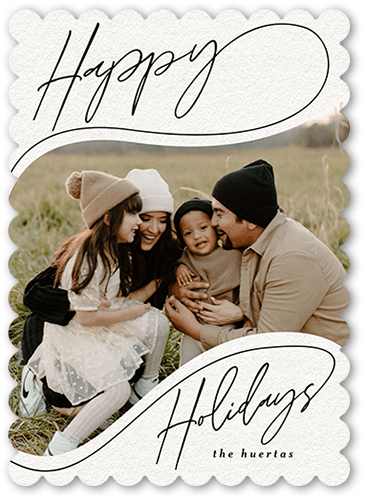 Blessings Script 5x7 Green  Holiday Card