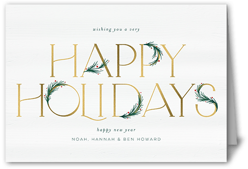 Art Deco Evergreen 5x7 White  Holiday Card