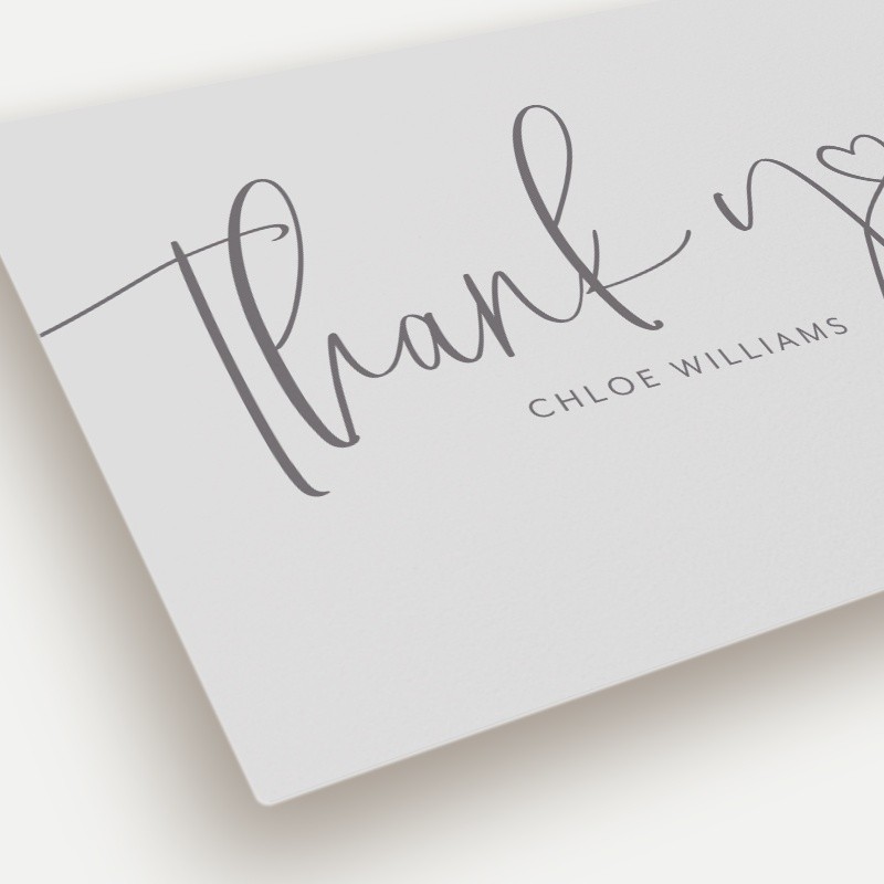 Heart Script Thank You Card