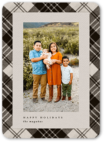 Intricate Plaid 5x7 Gray  Holiday Card