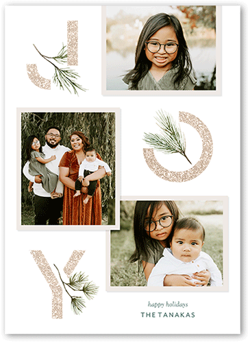 Sparkle Merriment 5x7 White  Holiday Card