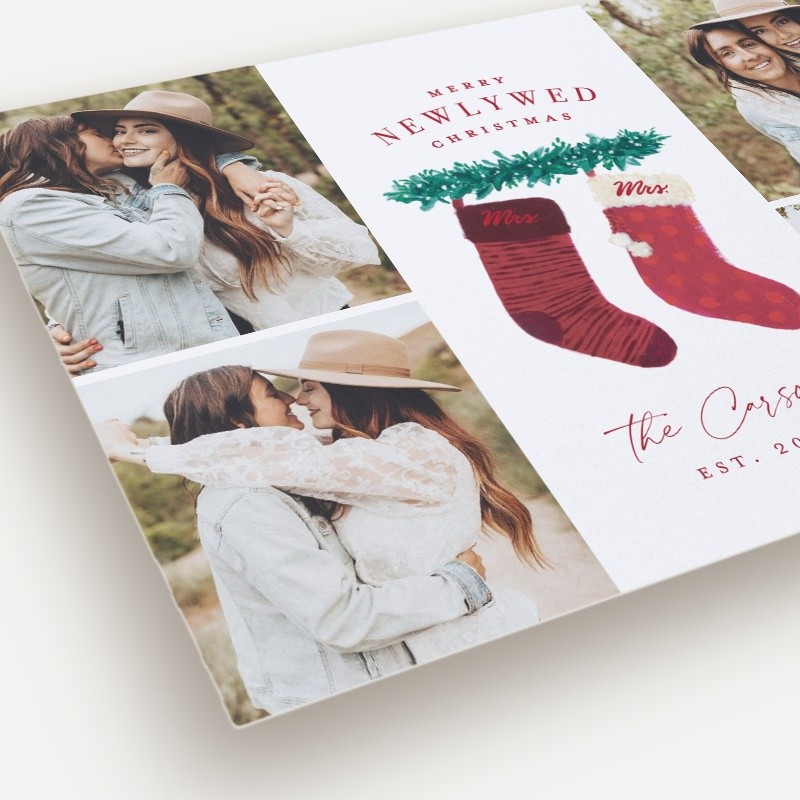 Newlywed Stockings Holiday Card