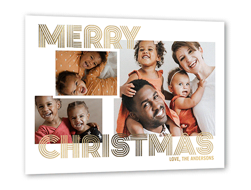 Modern Shining Stripes 5x7 White  Holiday Card