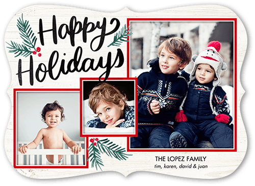 Brightly Framed 5x7 White  Holiday Card