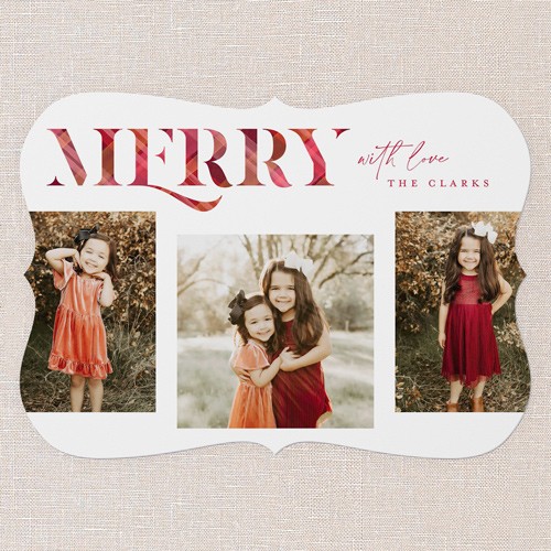 Lively Plaid 5x7 Red  Holiday Card