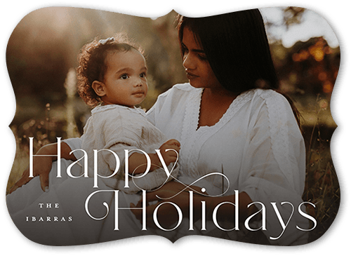 Simple Swoops 5x7 White  Holiday Card