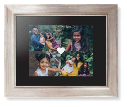 Framed Prints: Heart Grid Metallic Modern Frame Black Top & Bottom Mat 8x10 White 4 Photos Shutterfly