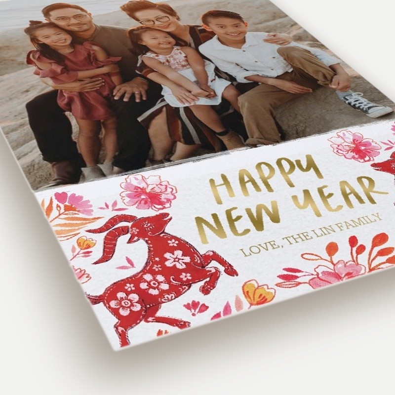 Goat Flowers Lunar New Year Card