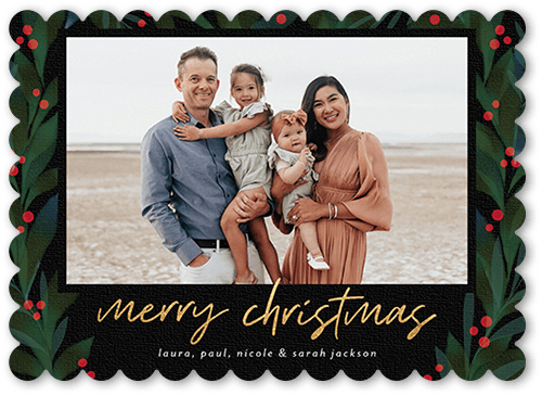 Canvas Foliage 5x7 Black  Holiday Card