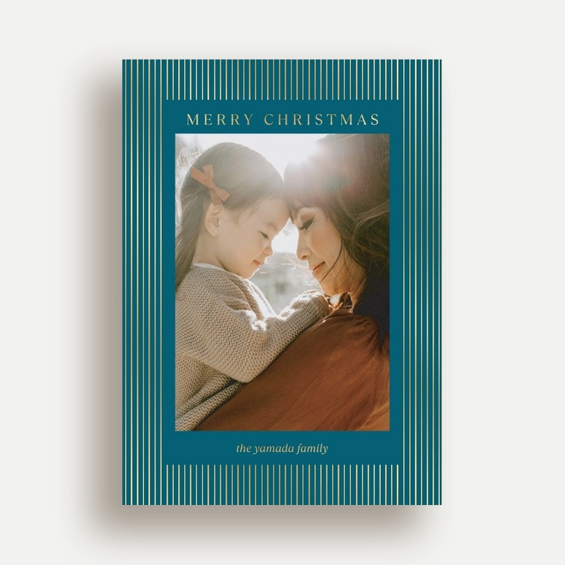 Custom Blue And Gold Holiday Cards