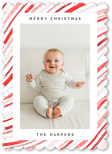 Merry Candycane 5x7 White  Holiday Card