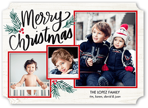 Brightly Framed 5x7 White  Holiday Card