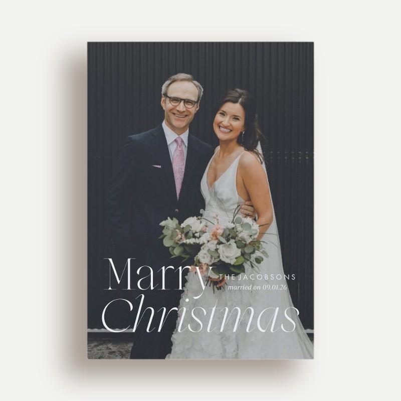 White and Silver Holiday Wedding Cards