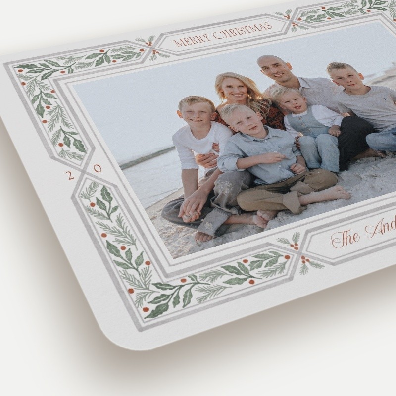 Holly Berry Frame Holiday Card