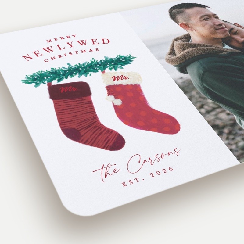 Newlywed Stockings Holiday Card