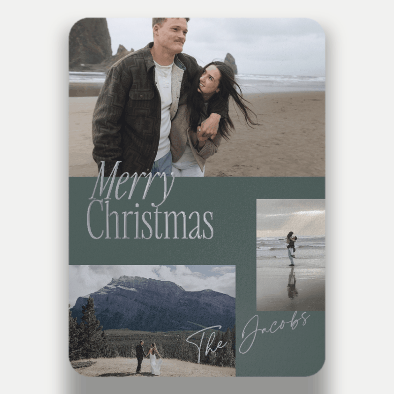 Statement Foil Holiday Card Statement Foil 5x7 Green Holiday Card