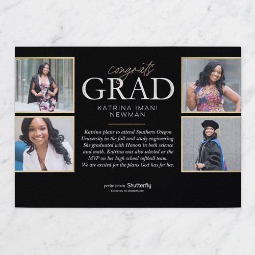 Classy Chic 5x7 Black  Graduation Invitation