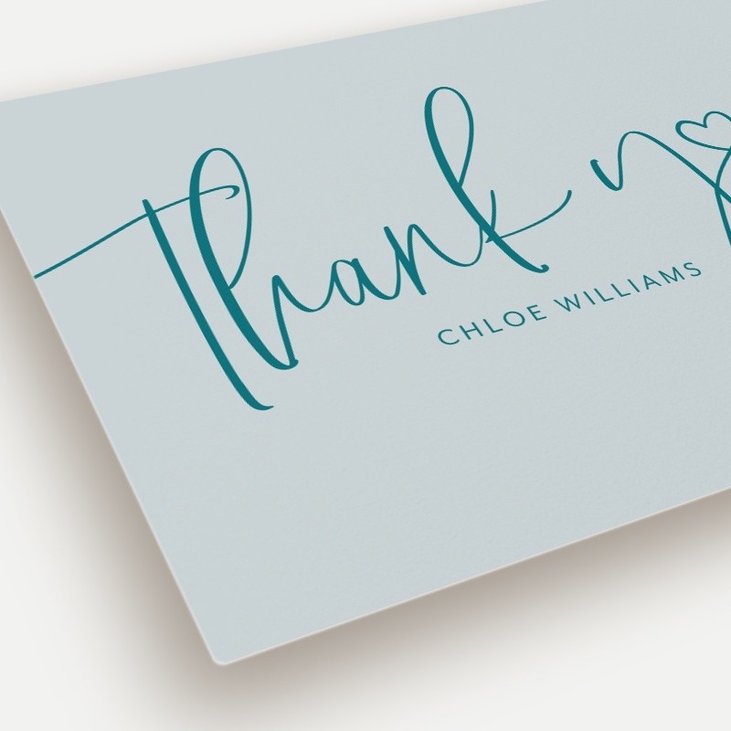Heart Script Thank You Card