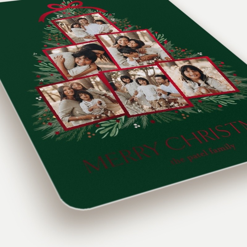 Tree Collage Holiday Card Tree Collage 6x8 Green Holiday Card