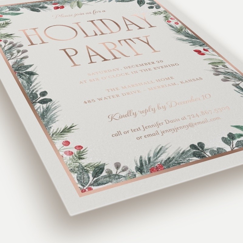 Botanical Border Holiday Invitation