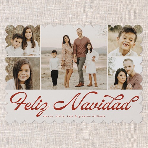 Tarjetas De Navidad: Timeless Gallery 5x7 Landscape Flat Red 5+ Photos Signature Smooth Cardstock Scallop Shutterfly