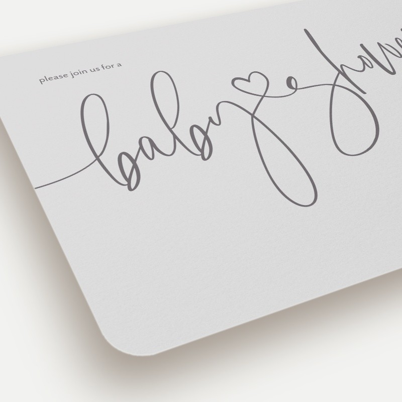 Heart Script Baby Shower Invitation