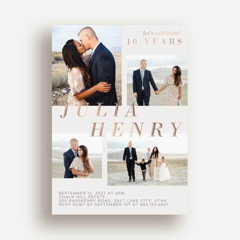 Elegant Rose Gold Anniversary Invitations