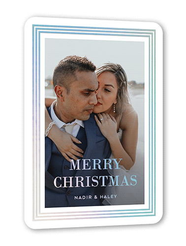 Clean Stripe 5x7 White  Holiday Card