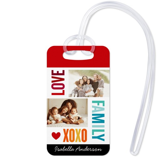 Family Love Xoxo 2x3 White  Luggage Tag