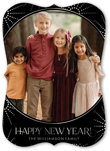 Deco Flare 5x7 Black  New Year's Card