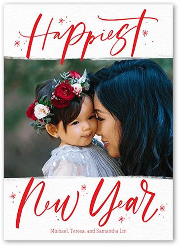 Flashy Script 5x7 Red  Lunar New Year Card