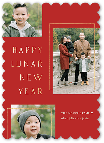 Minimal Frames 5x7 Red  Lunar New Year Card