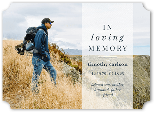 Serene Setting 5x7 White  Memorial Card