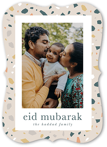 Flecked Trim 5x7 Gray  Eid Card