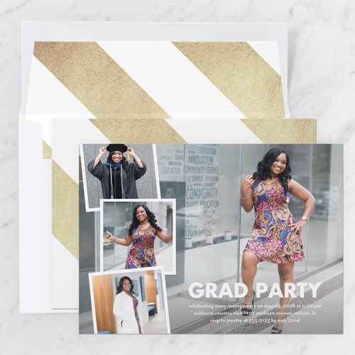 Class Snaps 5x7 White  Graduation Invitation
