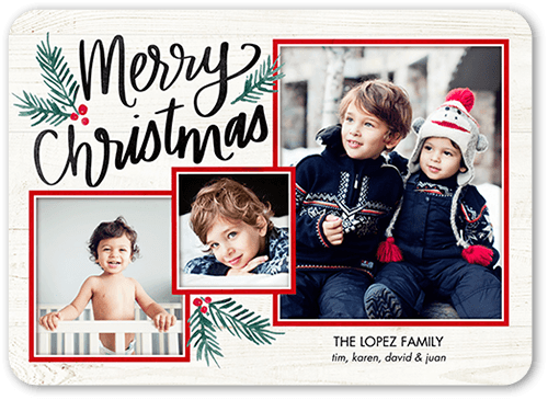 Brightly Framed 5x7 White  Holiday Card