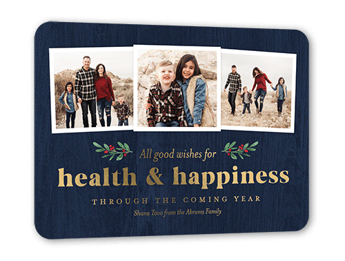 Health and Happiness 5x7 Blue  Rosh Hashanah Card
