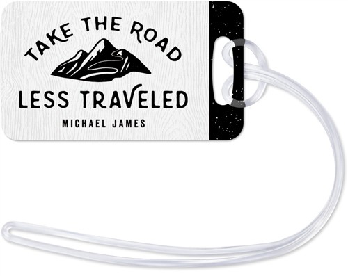 Adventure Road Less Traveled 2x3 Black  Luggage Tag