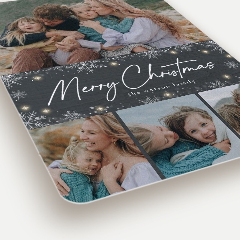 Snowflurry Script Holiday Card Snowflurry Script 6x8 Gray Holiday Card